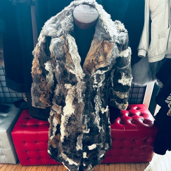 Vintage Unbranded Patchwork Rabbit Fur Coat - One-of-a-Kind